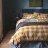 Russet Yellow Emsworth Plaid Linen Blend Duvet Cover