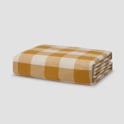 Russet Yellow Emsworth Plaid Linen Blend Duvet Cover
