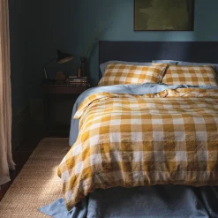 Russet Yellow Emsworth Plaid Linen Blend Duvet Cover