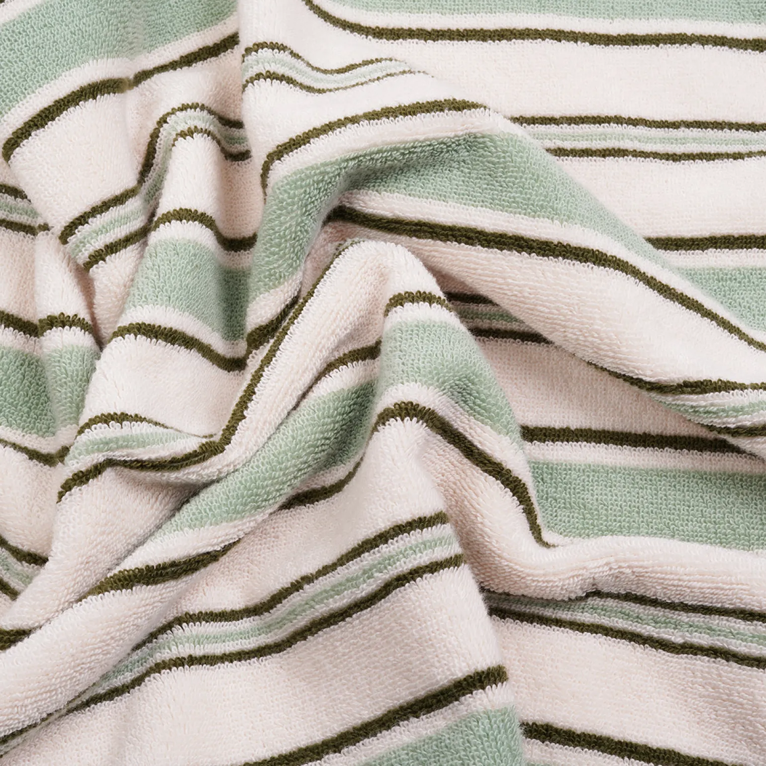 Sage Botanical Green Shoreham Stripe Cotton Towels