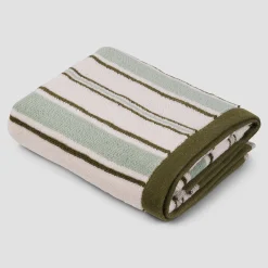 Sage Botanical Green Shoreham Stripe Cotton Towels