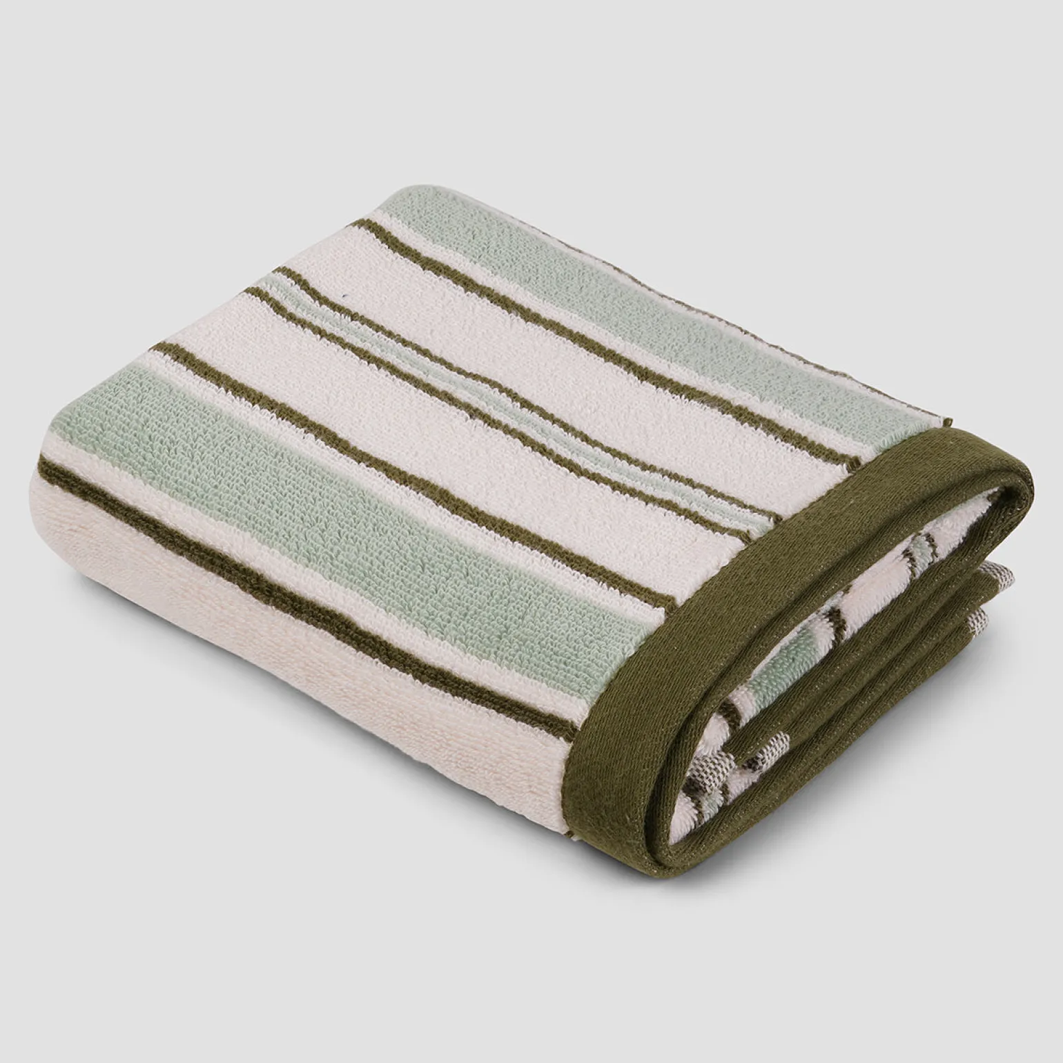 Sage Botanical Green Shoreham Stripe Cotton Towels