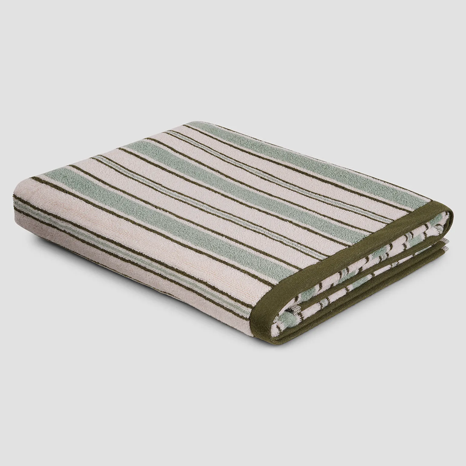 Sage Botanical Green Shoreham Stripe Cotton Towels