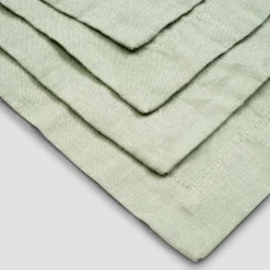 Sage Green Embroidered Linen Coasters Set of 4