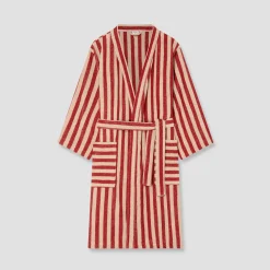 Sandstone Red Pembroke Stripe Cotton Robe