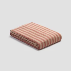 Sandstone Red Stripe 100% Linen Duvet Cover