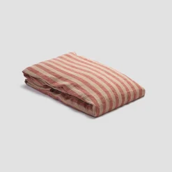 Sandstone Red Stripe 100% Linen Fitted Sheet