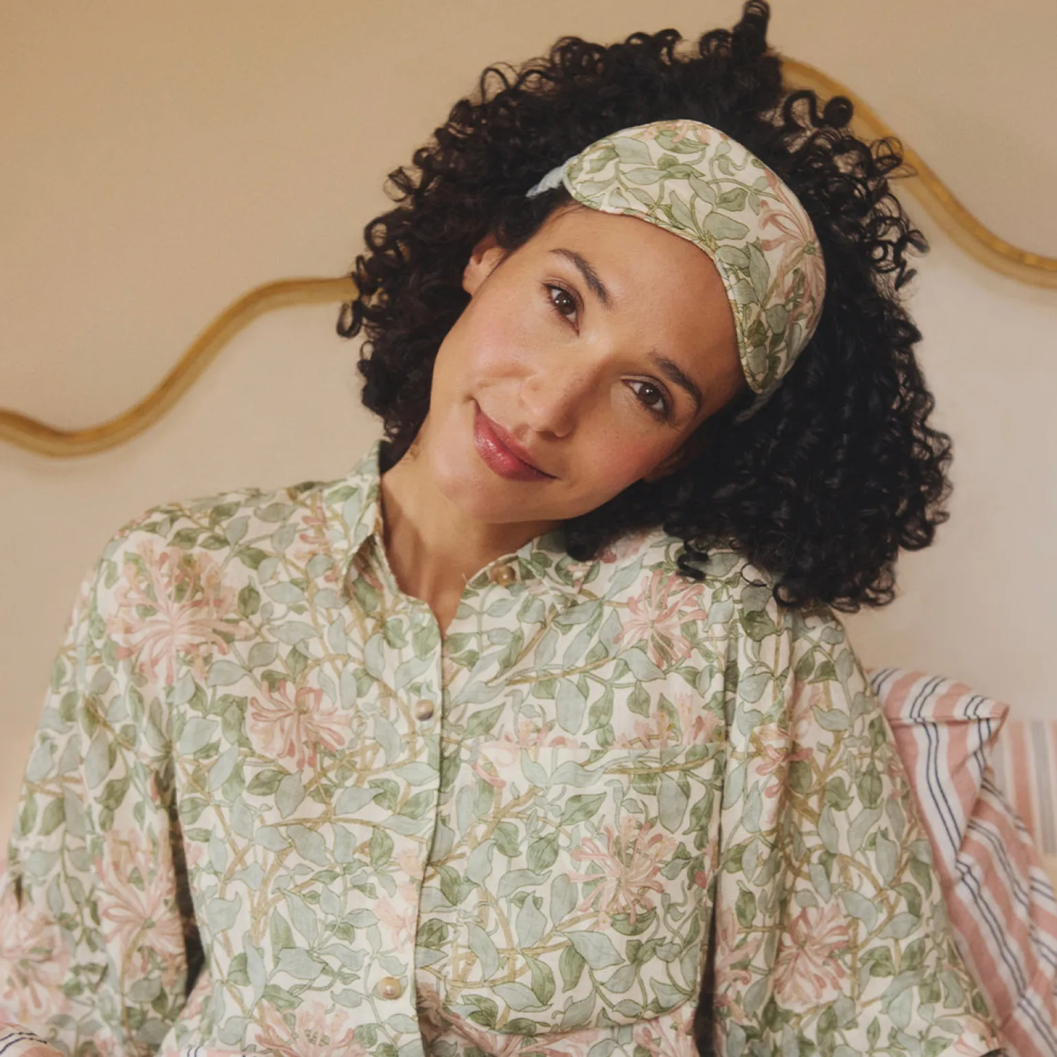 Soft Sage Honeysuckle Linen Sleep Mask