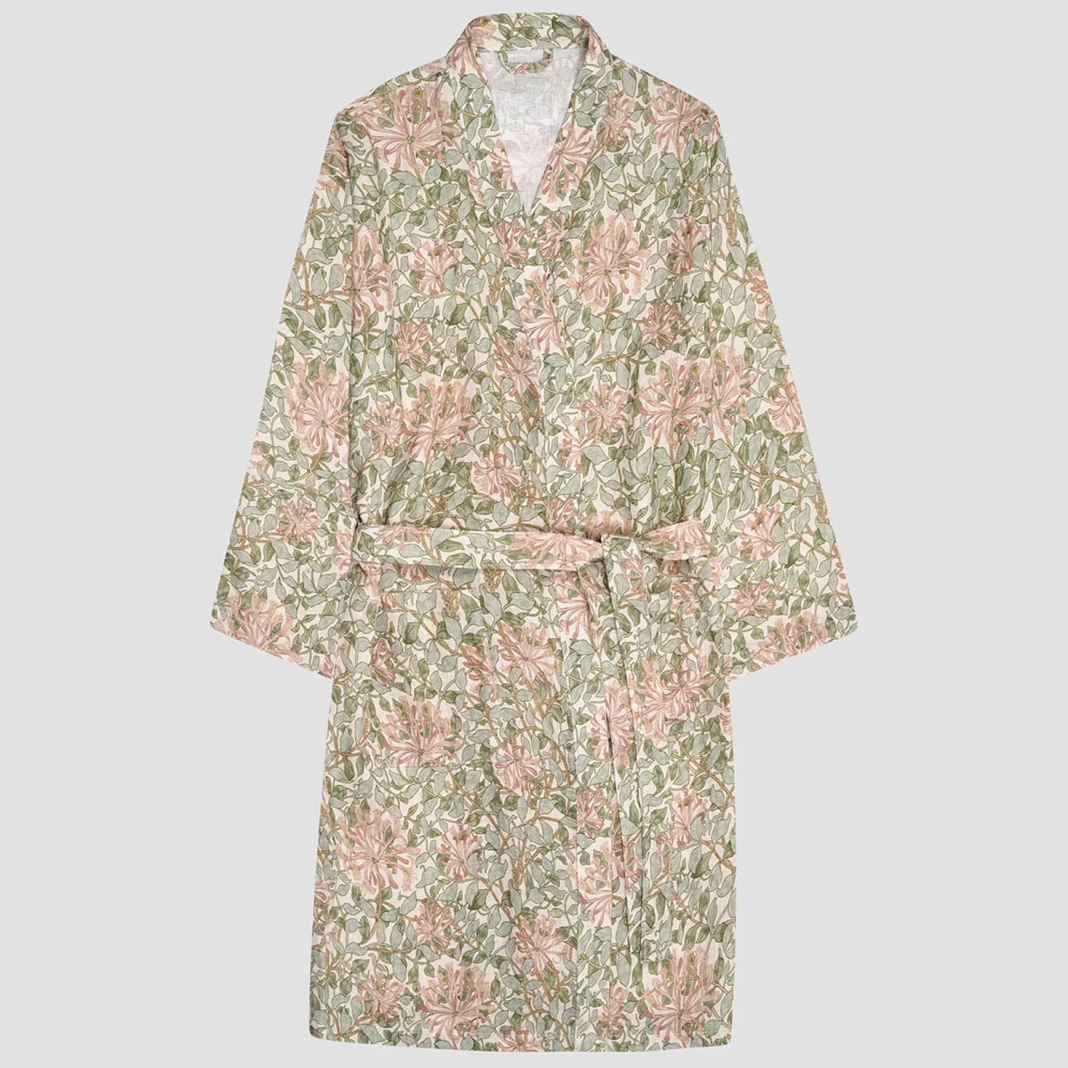 Soft Sage Honeysuckle Linen Robe