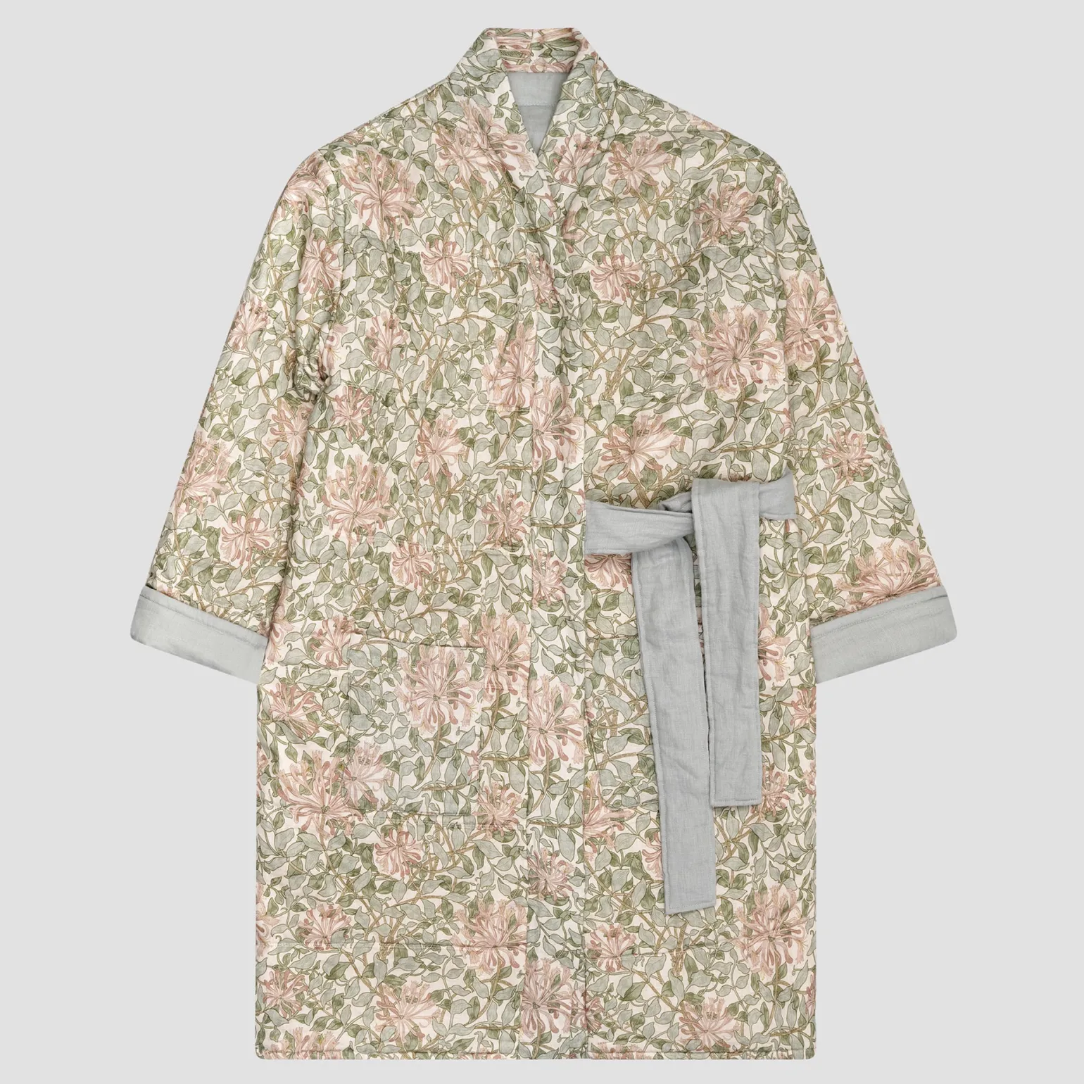 Soft Sage Honeysuckle Linen Housecoat