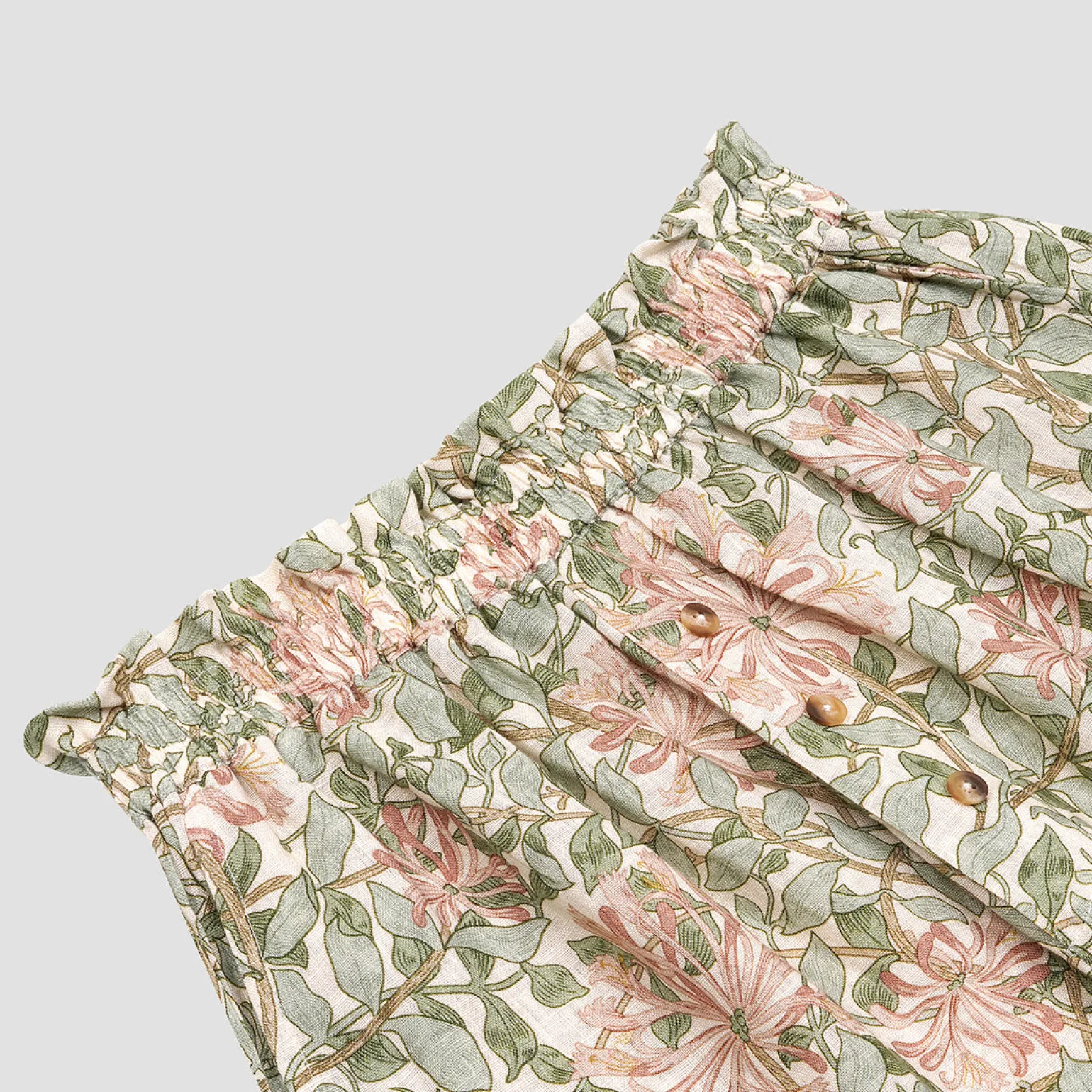 Soft Sage Honeysuckle Linen Women’s Pajama Shorts Set