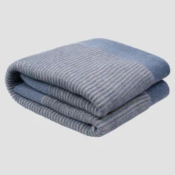 Stone Blue Striped Knitted Throw