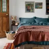 Teal Waffle Chambray Linen Blend Duvet Cover