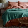 Tranquil Green Linen Crinkle Throw