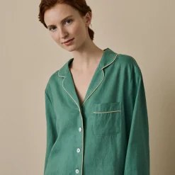 Tranquil Green Linen Pajama Shirt