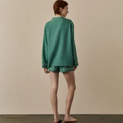 Tranquil Green Linen Pajama Shorts