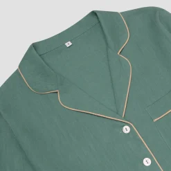 Tranquil Green Linen Pajama Shirt