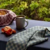 Warm Blue Gingham 100% Linen Napkins Set of 4