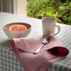 Warm Blue Gingham 100% Linen Tablecloth