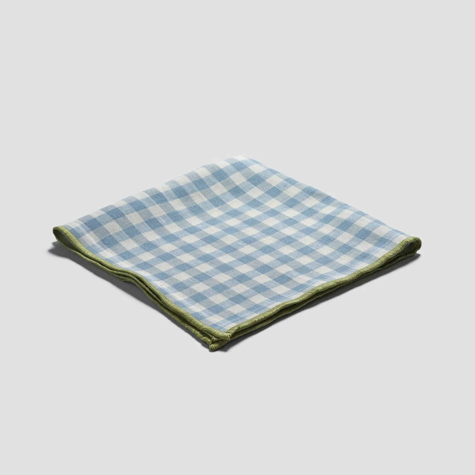 Warm Blue Gingham 100% Linen Napkins Set of 4
