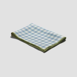 Warm Blue Gingham 100% Linen Placemat Set of 4