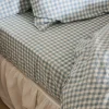 Warm Blue Gingham Linen Blend Fitted Sheet