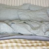 Warm Blue Gingham Linen Blend Pillowcase (Pair)