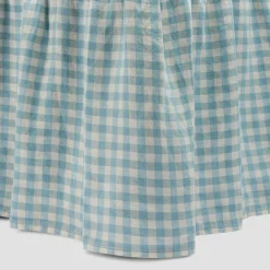 Warm Blue Gingham Linen Blend Bed Skirt