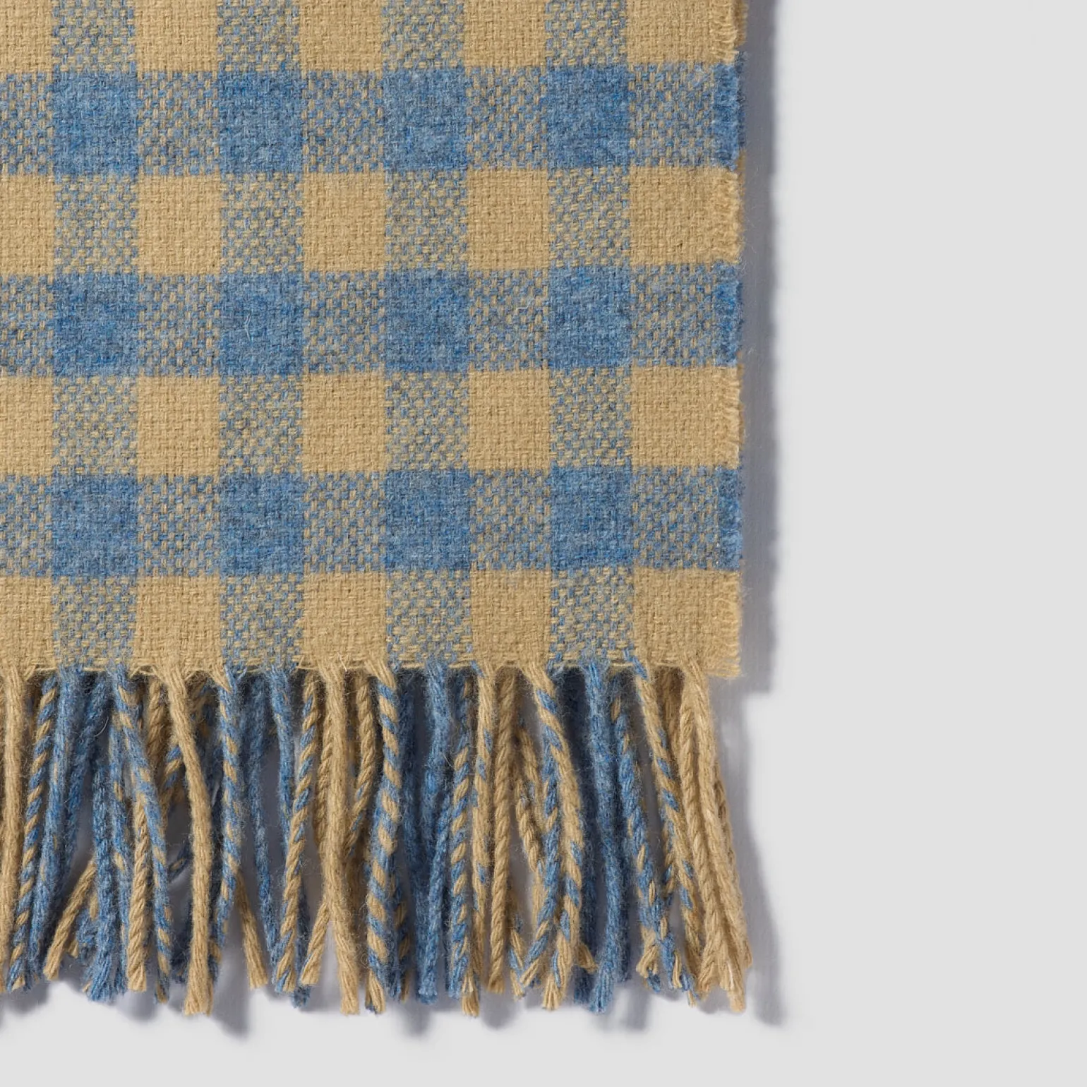 Warm Blue Gingham Wool Blanket