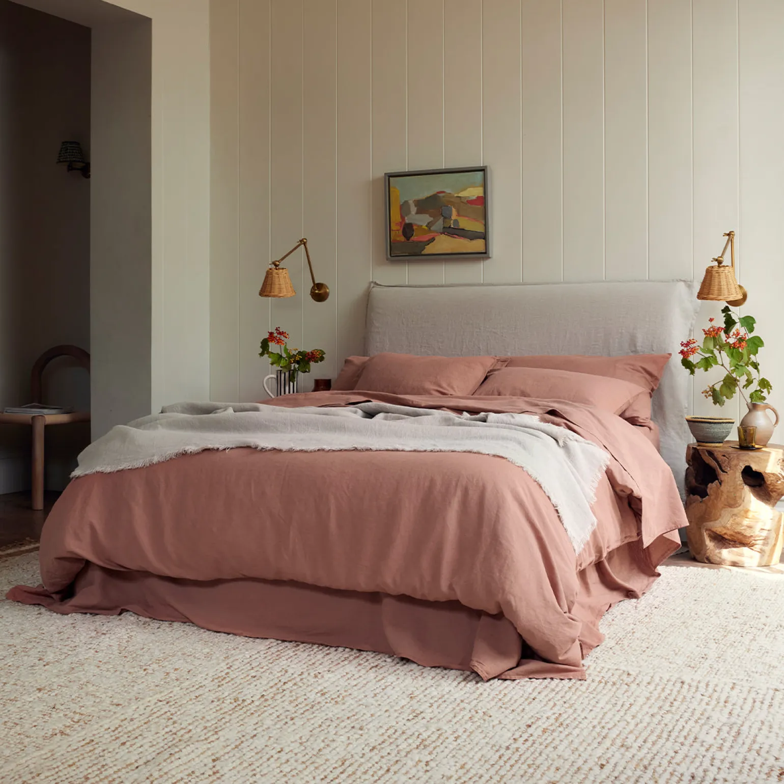 Warm Clay Linen Blend Duvet Cover