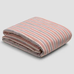 Warm Clay Somerley Stripe Linen Blend Flat Sheet