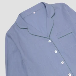 Wave Blue Linen Pajama Shirt
