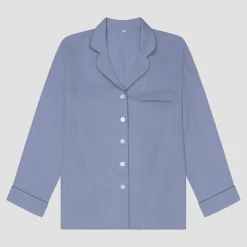 Wave Blue Linen Pajama Shirt