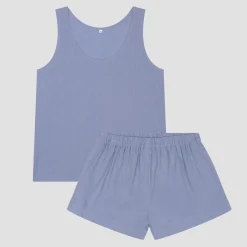 Wave Blue Linen Tencel Cami Set