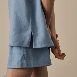 Wave Blue Linen Tencel Cami Set