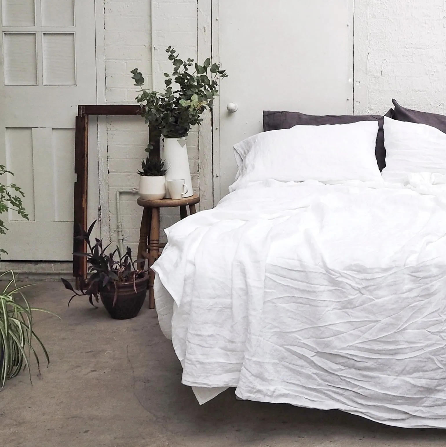 White 100% Linen Flat Sheet