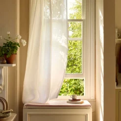 White Linen Blend Curtain (Pair)