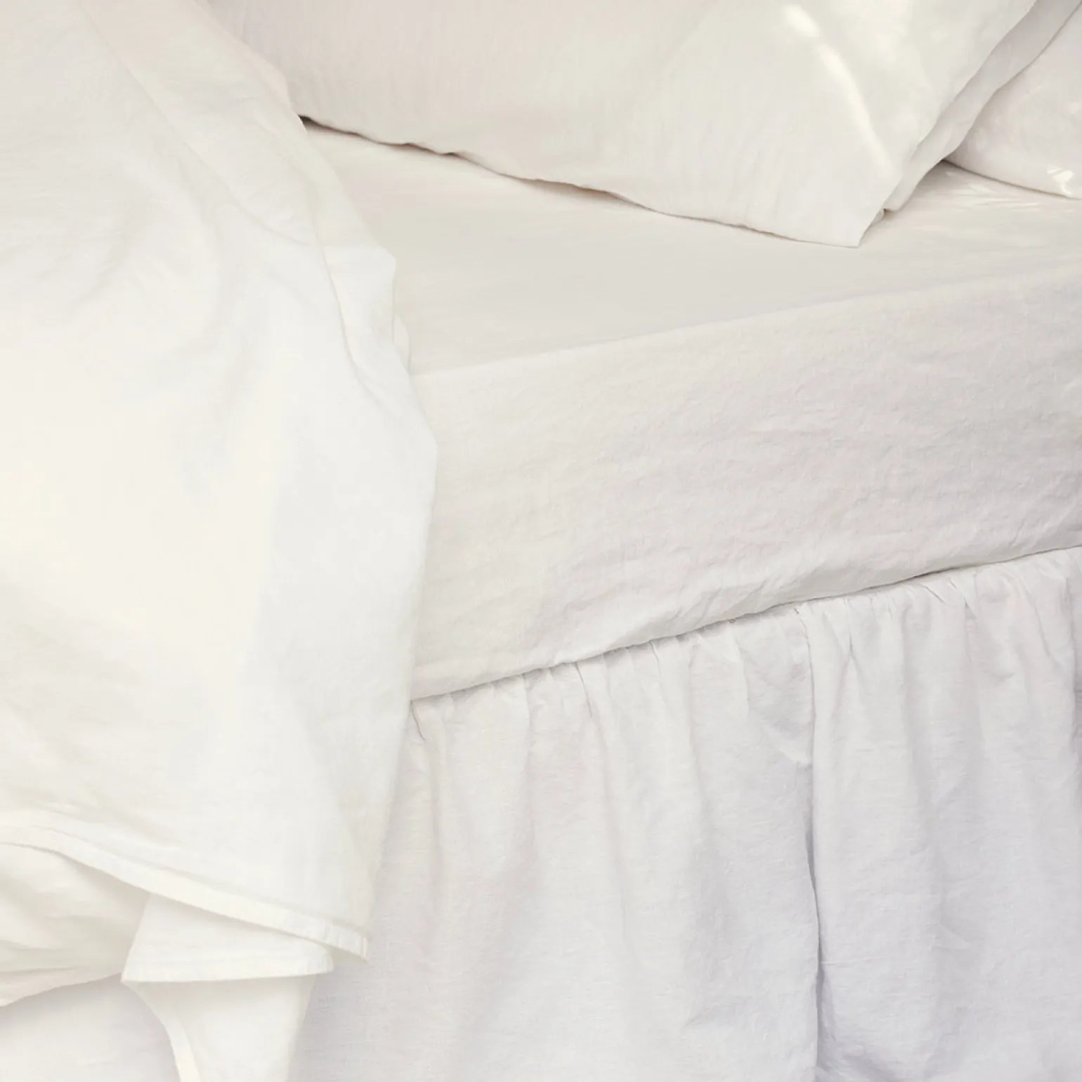 White Linen Blend Fitted Sheet