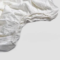 White Linen Blend Fitted Sheet