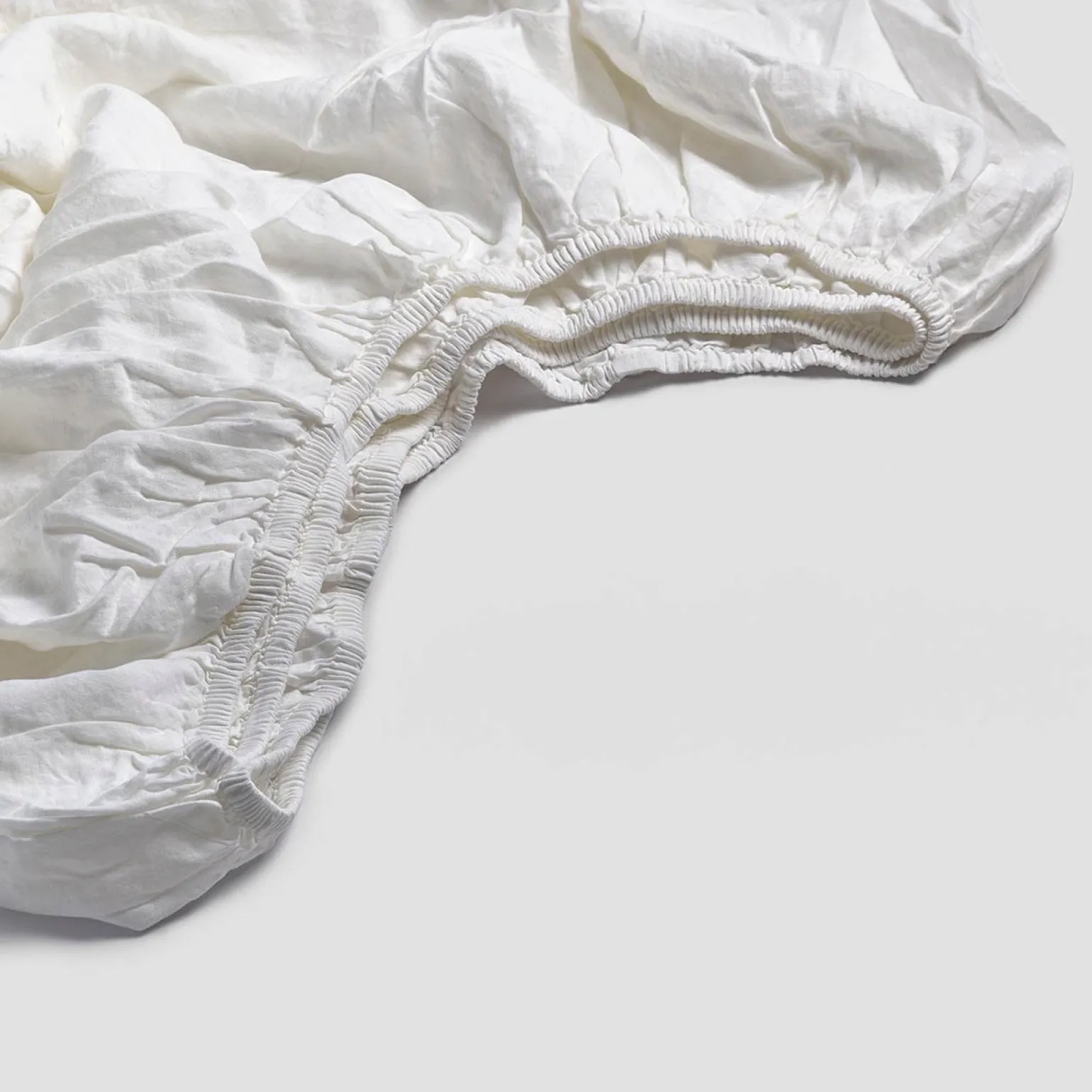 White Linen Blend Fitted Sheet