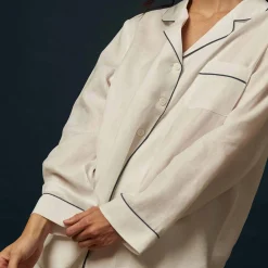White Linen Pajama Shirt (Top Only)