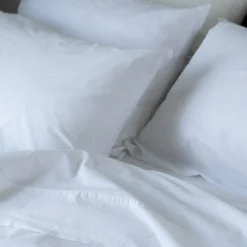 White Washed Cotton Percale Pillowcases (Pair)